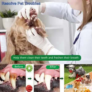 Brinquedo interativo para cachorros, brinquedo interativo de borracha macia, durável, para cães pequenos e grandes, filhotes de cachorro, mastigar, limpeza dos dentes, bola de comida para cachorro