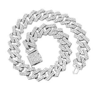 가장 저렴한 힙합 아이스 아웃 라인 석 14MM 풀 다이아몬드 마이애미 쿠바 체인 포장 블링 래퍼 남성 목걸이 - Product Image 1