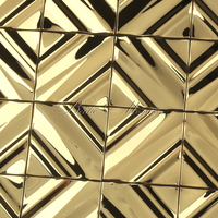 Revêtement mural en mosaïque d'acier inoxydable somptueux à effet 3D, design de façade, décoration, accent décoratif pour la maison, motif à support en maille