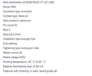 20POS ส่วนหัว <span class=keywords><strong>B20B</strong></span>-<span class=keywords><strong>PADSS</strong></span>-<span class=keywords><strong>1F</strong></span> 2มม. (LF)(SN) <span class=keywords><strong>B20B</strong></span>-<span class=keywords><strong>PADSS</strong></span>-<span class=keywords><strong>1F</strong></span> ตัวเชื่อมต่อสี่เหลี่ยมผืนผ้า - Product Image 2