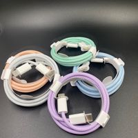 Kabel USB-C ke USB-C PD 60W Berjaring Warna Macaron Pengisian Cepat Sinkronisasi Data 480Mbps untuk iPhone 17/16 Pro Max Samsung