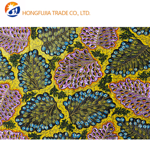 <span class=keywords><strong>Tissu</strong></span> africain en batik 100% coton cardé tissé uni, imprimé plumes de <span class=keywords><strong>paon</strong></span> dorées Jinsha, <span class=keywords><strong>tissu</strong></span> de haute qualité pour vêtements Ankara - Product Image 2