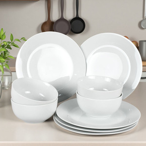 Minimalist Pure <b>White</b> Porcelain Dinnerware <b>Set</b> Leak-Proof Dishwasher Safe Steak Pasta Hotel Buffet Bulk Order Solution <b>Sets</b> - Product Image 1