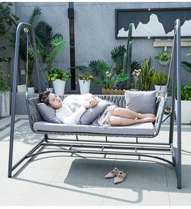 Moda moderna doppio PE Rattan esterno portico terrazza sedia a dondolo in Rattan con schienale in Rattan balcone appeso altalene - Product Image 6