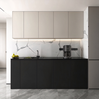 Ensemble d'armoires de cuisine modernes de luxe, style italien minimaliste, sans poignées, armoires de rangement modulaires, sur mesure