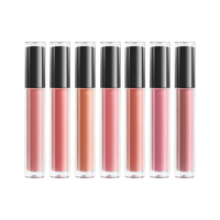 Gloss à lèvres liquide nude personnalisé avec logo, imperméable, invisible, longue tenue, brillant, végan, 7 couleurs, fini mat, marque privée