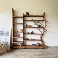 Étagère à livres en bois massif - Bibliothèque au design moderne en forme de branche, rangement créatif pour le salon et la décoration de bureau