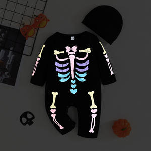 Combinaison pour bébé de 0 à 18 mois, costume de <span class=keywords><strong>squelette</strong></span>, déguisement, <span class=keywords><strong>squelette</strong></span> qui brille dans le noir, combinaison pour nouveau-né, combinaison d'Halloween pour bébé - Product Image 2