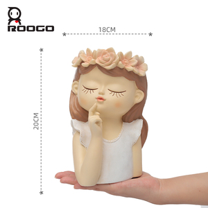 Rooogo Vente Chaude Pot de Fleurs en Résine Vert Fée pour Jardinières Succulentes Ornement Décoratif de Bureau Personnalisable pour la Maison - Product Image 2