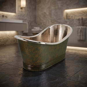 Bañera Independiente de Cobre Ovalada con Acabado Antiguo, Clásica, Hecha a Mano, Sin Tapa, para Adultos, Uso Doméstico y Hotelero - Product Image 3