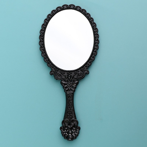 Retro European Hand <b>Mirror</b> Girls Single Side Portable Gold Handheld Makeup <b>Mirror</b> with Logo - Product Image 2