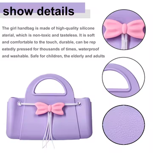 Mignon noeud point Silicone <span class=keywords><strong>sac</strong></span> à <span class=keywords><strong>main</strong></span> pour adolescents filles enfants porte-monnaie portefeuille accessoire <span class=keywords><strong>sac</strong></span> d'argent - Product Image 3