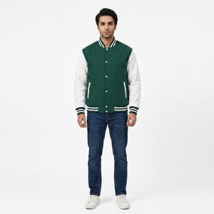 Veste universitaire de baseball en laine et cuir de qualité supérieure pour hommes, personnalisable en gros, avec design de style Letterman en toile pour le football - Product Image 1