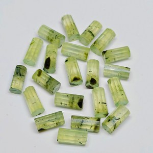 Piedra preciosa suelta con forma de tubería facetada de Prehnita natural para joyería - Product Image 2