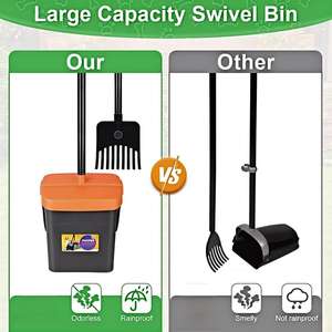 Köpek Pooper Scooper döner Bin & tırmık kiti köpek cker seçici büyük orta küçük köpekler için ayarlanabilir taşınabilir Pooper Scooper - Product Image 4