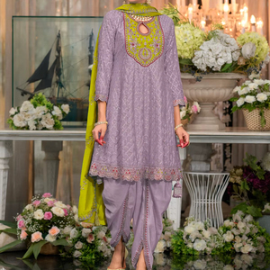 Ensemble Salwar Kameez en modal avec broderie lourde en chinon, travail de séquence de 3 mm, séchage rapide, pour femmes, pour les fêtes et les mariages - Product Image 1