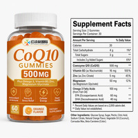 Gummies CoQ10 Oméga-3 Vitamine B3 Zinc Magnésium Glycinate Marque Blanche 500mg par Portion Saveur Orange 60 Unités