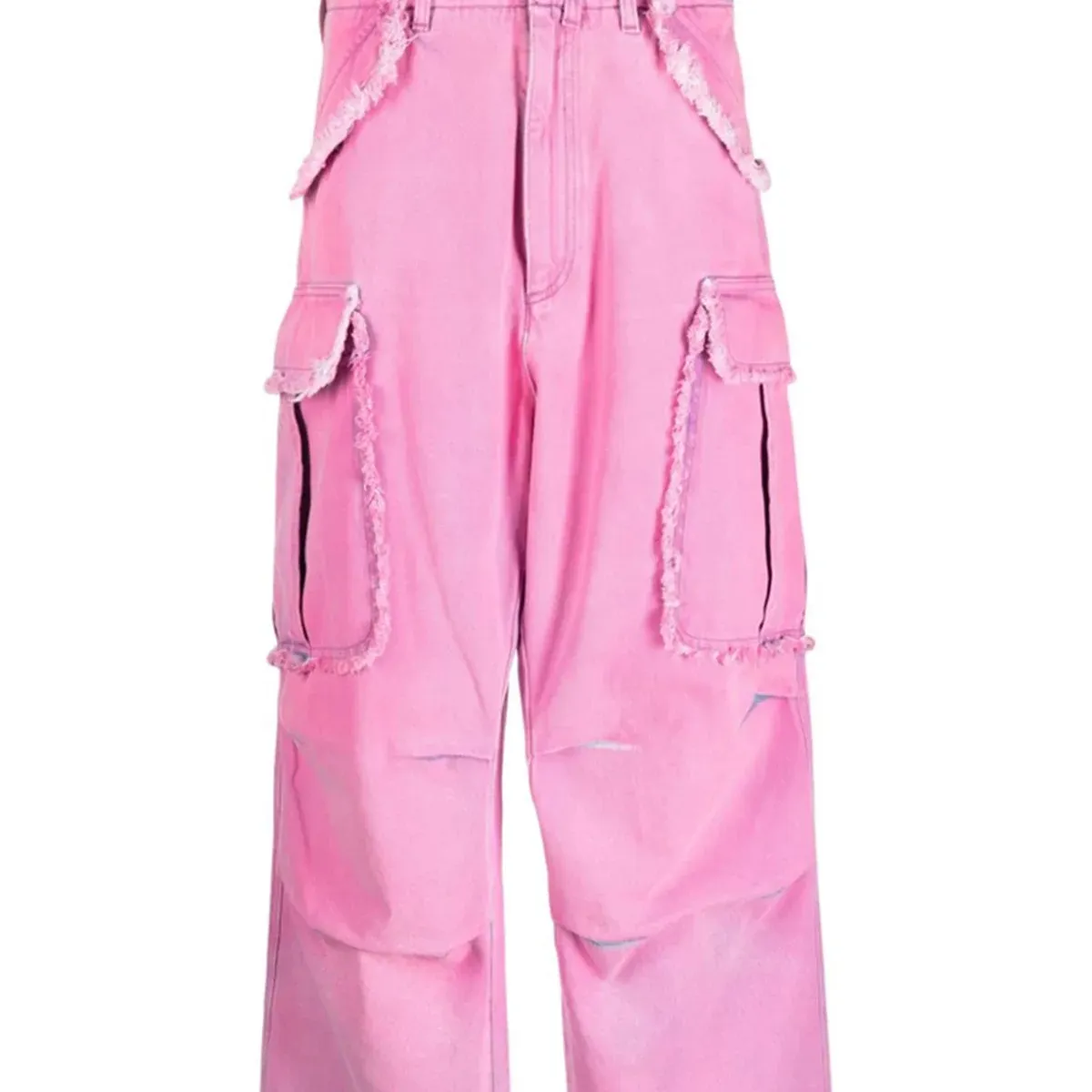 Femmes rose Style japonais coupe droite vêtements de travail pantalon printemps été vieux lavé long jean doux Cool épicé déchiré coupe ample