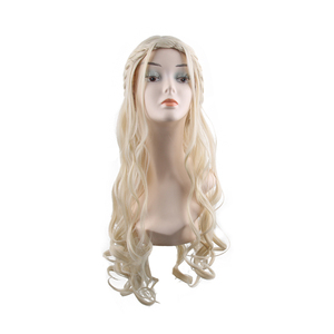 Perruque synthétique longue bouclée blond platine avec tresses latérales, en fibre résistante à la chaleur, perruque complète pour cosplay et fêtes sur le thème de <span class=keywords><strong>Game</strong></span> <span class=keywords><strong>of</strong></span> Thrones - Product Image 2