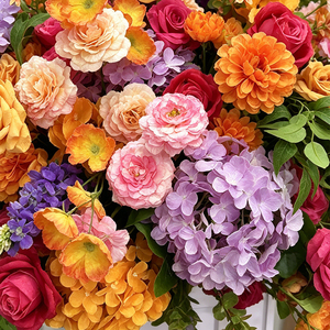 ช่อดอกไม้ประดิษฐ์สไตล์โมเดิร์นสีรุ้ง ทำจากผ้าไหมเสมือนจริง สำหรับตกแต่งฉากหลังงานแต่งงาน โต๊ะจัดเลี้ยง และตกแต่งบ้าน - Product Image 4