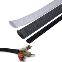 10MM PET expansível mangas proteção do cabo de nylon Trançado Sleeveing de gerenciamento de cabo Preto