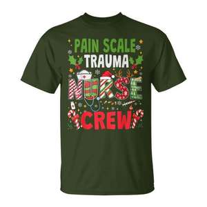 T-shirt de Noël pour infirmières, échelle de la douleur, traumatisme, personnel médical, cadeau de Noël pour infirmières - Product Image 1