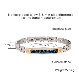 Cinturino da polso a lunghezza regolabile 316 bracciali a catena in acciaio inossidabile con cristalli <span class=keywords><strong>Swarovski</strong></span> placcatura in PVD impermeabile - Product Image 3