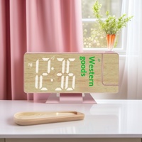 Réveil projecteur LED moderne et simple avec thermomètre et calendrier, affichage à grandes lettres pour chambre à coucher
