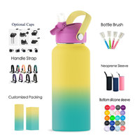 Botol air panas ukuran besar 64oz, botol air panas dinding ganda, termos olahraga baja tahan karat, kendi air untuk Gym dengan Paracord
