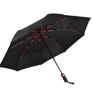 Rubber Handle Automatic Open Business Style Gifts Sun Rain Compact Travel Portable UV Protective 3 Folding <b>Umbrella</b> With Logo - Product Image 1