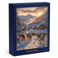 Harga Grosir Pabrik Puzzle Jigsaw Karton Biru 500-1000 Potong Custom dengan Kotak Hadiah - Hadiah Natal DIY