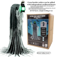 Grande lanterne décorative à détection électrique pour Halloween, squelette de la mort, décoration d'ambiance pour maison hantée, décoration d'horreur, style américain