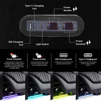 Fauteuils inclinables électriques modernes et fonctionnels en cuir noir pour cinéma VIP à domicile, fabriqués sur mesure