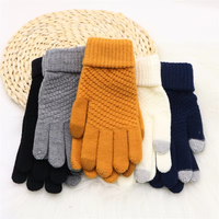 Mitaines de sport en tricot jacquard avec logo personnalisé, pour hommes et femmes, couleur unie, compatibles écran tactile