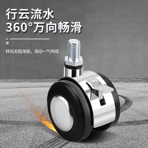Furniture Caster 2 Inch Threaded Stem Polyurethane <b>Wheel</b> Zinc Alloy Plain Bearing Easy Installation Indoor Use - Product Image 2