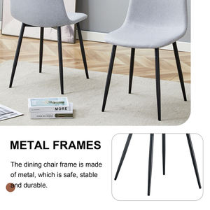 Modern Light Luxury <b>Dining</b> <b>Chair</b> Set with Cotton Linen Fabric, High Resilience Foam and Black Metal Legs for Home Office Hotel - Product Image 6