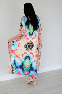 New Bohemian Style 100% Cotton <b>Kaftan</b> Colorful Floor Length V Neck Dress Women New Design <b>Summer</b> Clothing <b>Kaftan</b> Dress For Women - Product Image 6