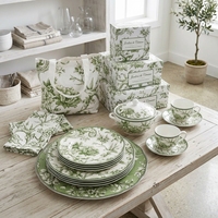 Assiettes en céramique en gros pour hôtels et restaurants – Lot de 8, 10,5 et 12 pouces – Vaisselle en porcelaine à motifs floraux – Vente en gros