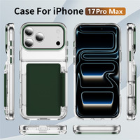 Funda Transparente Antiamarilla a Prueba de Golpes para Teléfono Móvil con Ranura para Tarjetas Plegable de Colores para iPhone 15 16 17 Pro Max