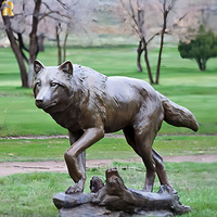Sculpture de loup en bronze de haute qualité RELONG, design personnalisé pour la décoration extérieure