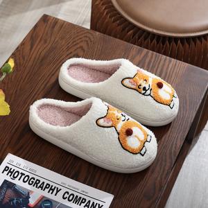 Femmes Hommes Hiver Cute Corgi Dog Plush Fleece Home Warm Floor Indoor Slipper - Product Image 6