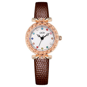 Montre à quartz pour femme, cadran rond, bracelet, montre-bracelet, lunette en cristal, montre de mode - Product Image 3