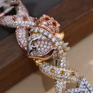 925 Plata Moissanite VVS Lab diamante pulsera cubana chapado en oro para bodas regalos estilo Hip Hop joyería helada precio al por mayor - Product Image 2