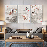 Peinture de Style chinois, affiche de toile de fleur de montagne, décor d'art mural, peinture à l'huile sur toile, affiches imprimées, image d'art mural