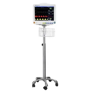 Paslanmaz çelik ekg monitör market arabası el arabaları arabası ayarlanabilir kardiyak monitör sepeti hastane arabası