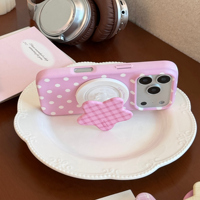Coque de protection antichoc rose à pois en TPU avec support magnétique étoile pour filles, compatible iPhone 17 Pro Max/16/15/14