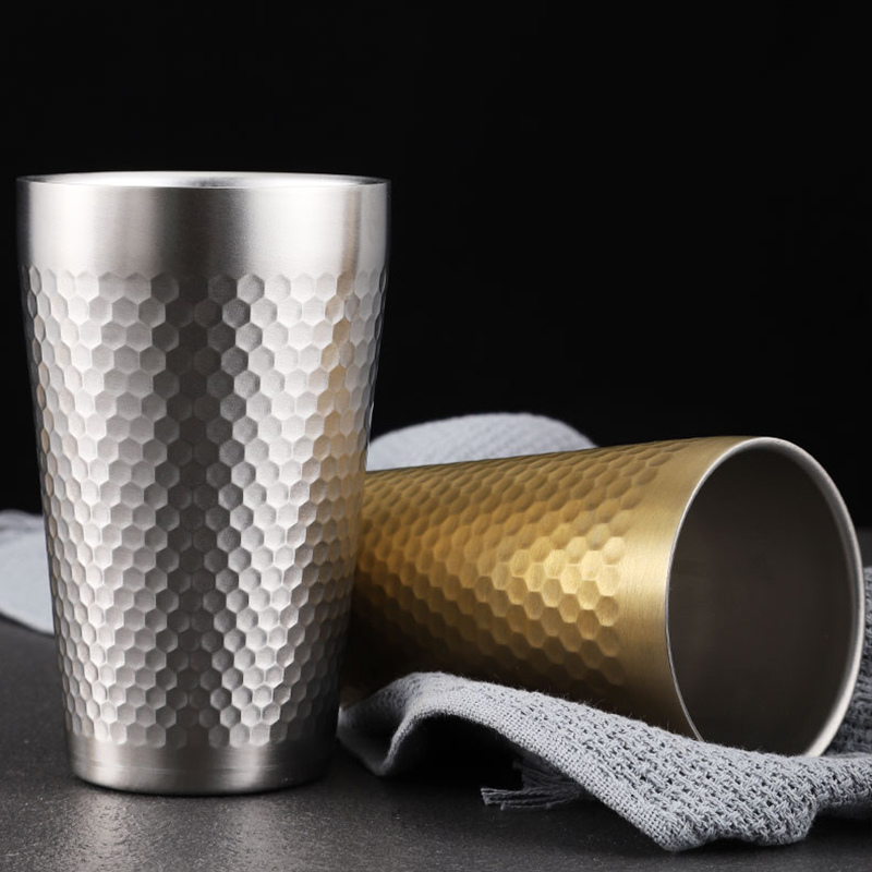 Korean Stainless Steel Drinking Cups Utensils For Restaurant Dual Insulated Beer Mug
