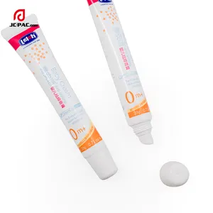 Diameter 19mm Empty Squeezable Lip Gloss Container, Round Lip Balm Cosmetics Soft Tube Eye Cream Plastic Tube with Applicator