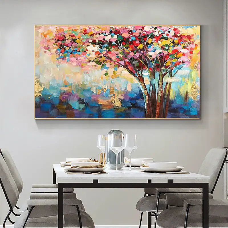 Pintura en lienzo moderna para decoración del hogar, pósteres de paisaje natural de flores de árbol e impresiones al óleo, imágenes artísticas de pared para sala de estar