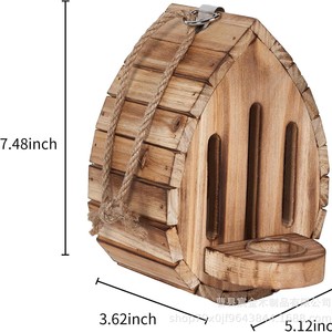 Mangeoire à papillons suspendue en bois, ornement de jardin extérieur en bois massif naturel - Product Image 4